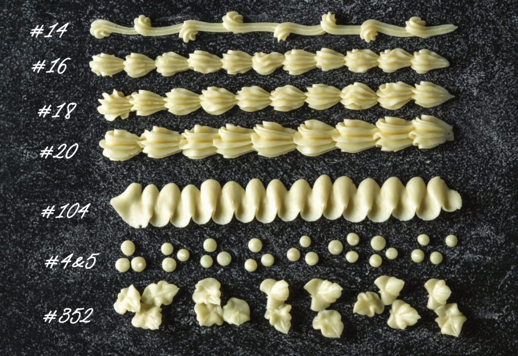 buttercream from different piping tips