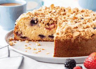 Gluten-Free Summer Berry Coffee Cake with Oat Streusel