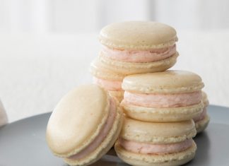 Vanilla Bean Macarons with Strawberry Buttercream