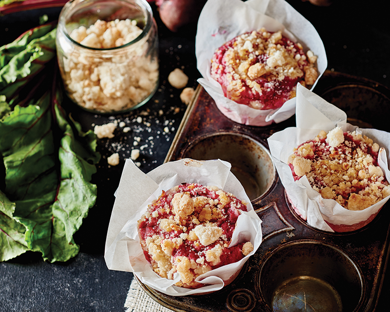 Beet and Goat Cheese Muffins with Orange Streusel parchment paper