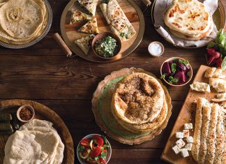 Spinach and Three Cheese Gözleme Spinach and Three Cheese Gözleme with other recipes on brown table