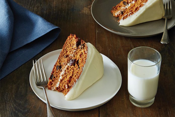 Tomato Soup Spice Cake with Cream Cheese Frosting, From Food 52 Baking on white plate