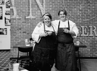The Third Shift at Willa Jean Willa Jean bakers photo is black and white in front of brick wall