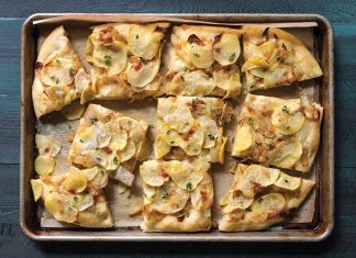 Focaccia with Potato Focaccia with Potato on sheet pan sliced