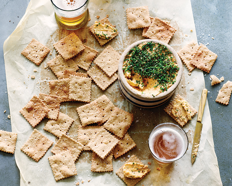 Sesame-IPA Saltines with Pub Cheese Spread | Baking with Beer