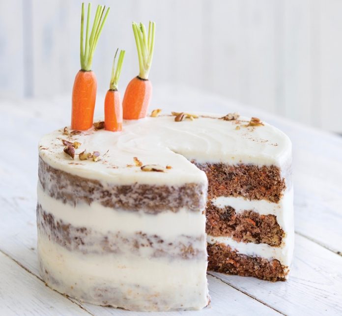 First commissioned bake as a homebaker! Rustic carrot cake with cream  cheese frosting for a baby shower 💞 : r/Baking