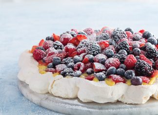 Classic Pavlova with Honey Zabaglione and Fresh Berries