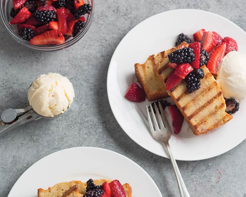 Grilled Browned Butter Pound Cake with Berries