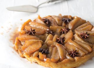 Tarte Tatin Tarte Tatin on white surface with star anise
