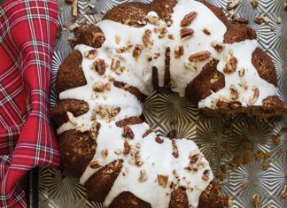 Julie + Jesse’s Holiday Sweets Lineup Spiced Coconut Oil Cake with Bourbon Glaze