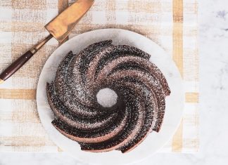 Retro Chocolate Marzipan Bundt Cake