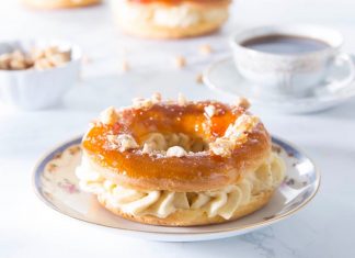 Piping and Shaping Your Paris-Brest Piping and Shaping Your Paris-Brest finished on white plate