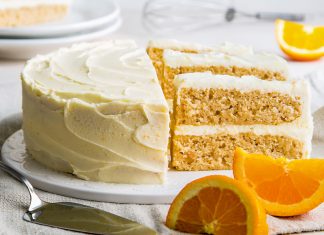 Tahini Cake with Orange Buttercream Frosting