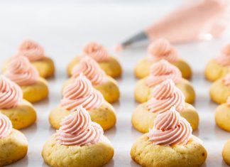 Pecan Thumbprint Cookies with Cherry Buttercream