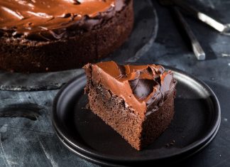 Chocolate Olive Oil Cake Chocolate Olive Oil Cake on black plate sliced
