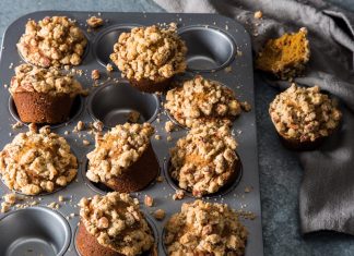 Pumpkin Spice Muffins with Pecan Streusel