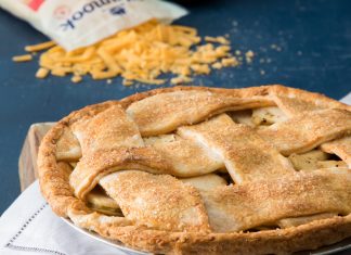Tillamook’s Anything but Ordinary Giveaway Tillamook's Anything but Ordinary Giveaway apple pie on blue surface baking recipe
