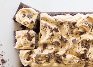 Dark Chocolate Sheet Cake with Peanut Butter Frosting Dark Chocolate Sheet Cake with Peanut Butter Frosting