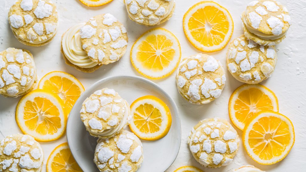 Spiced Meyer Lemon Crinkle Sandwich Cookies