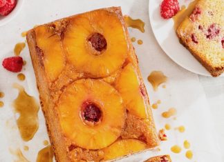 Raspberry-Pineapple Upside-Down Cake