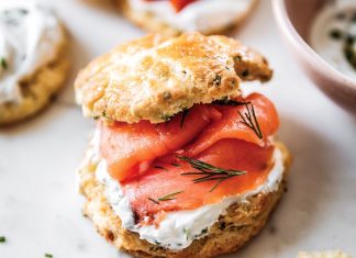 Herb Scones with Chive Cream and Smoked Salmon