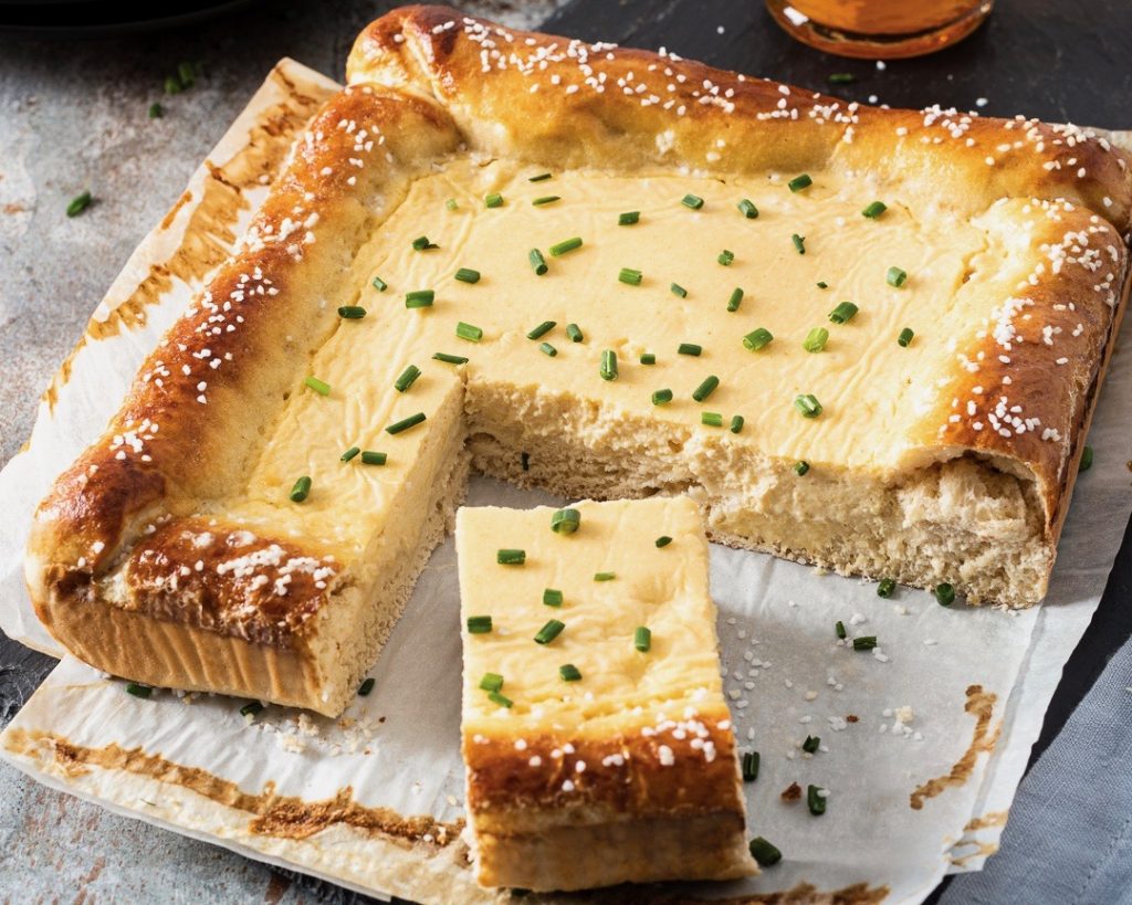Beer Cheese Pretzel Tart