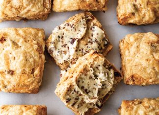 Tomato Irish Soda Bread Dinner Rolls with Fried Shallot Butter
