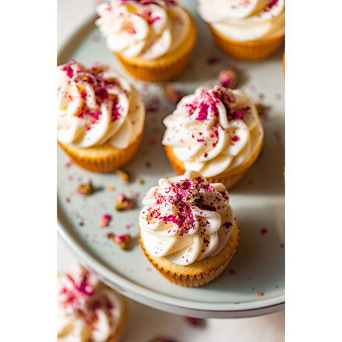 Rose Cupcakes with Champagne Frosting