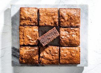 Fudgy Brownies Fudgy Brownies sliced on marble baking recipe