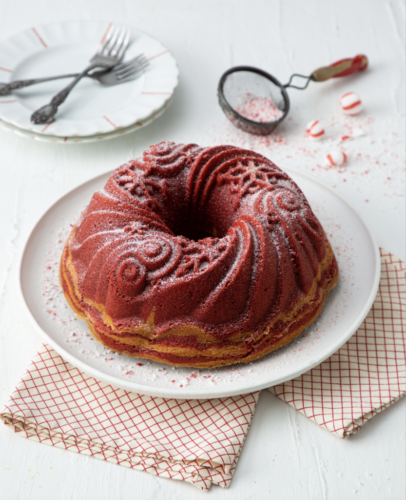 vanilla-peppermint swirl bundt cake