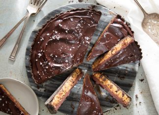 Cookie Dough Tart Cookie dough tart sliced overhead