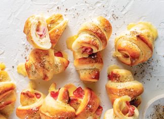 Ham and Gruyère Crescent Rolls Ham and Gruyère Crescent Rolls on white surface