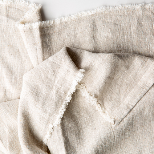Linen Hand Towel - Light Natural with Frayed Edges