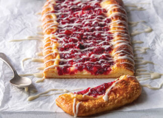 Cranberry Danish Cranberry Danish on parchment drizzled with glaze
