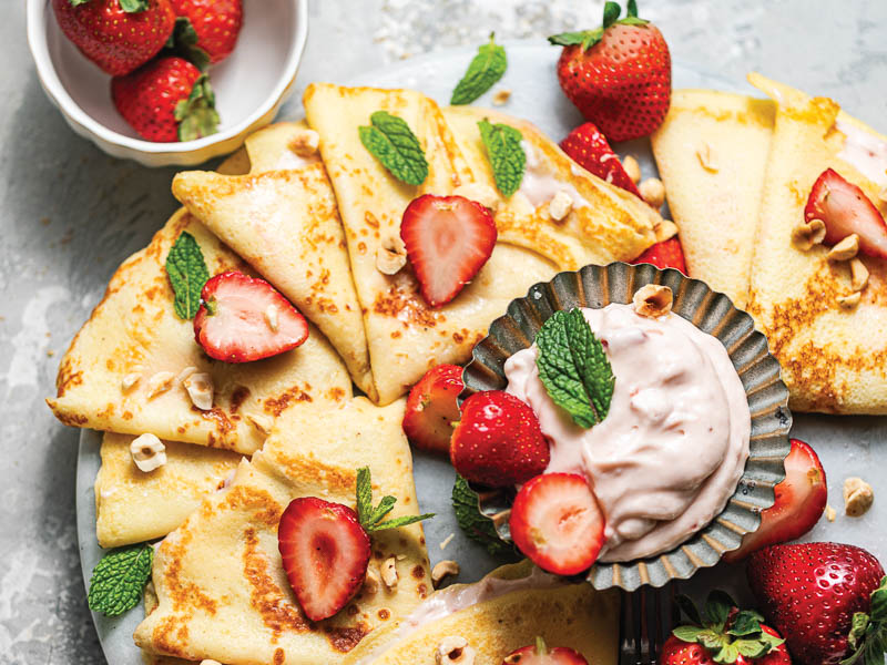 Swedish Pancakes with Strawberry Cream