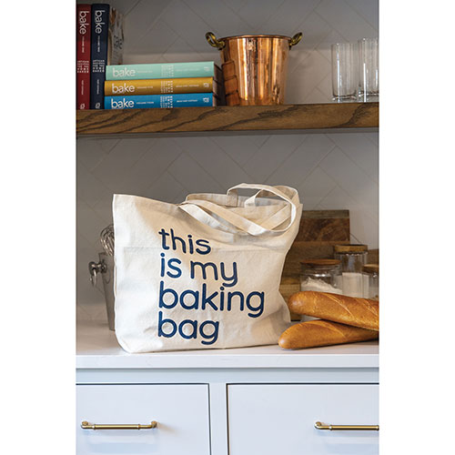 BFS tote bag on counter
