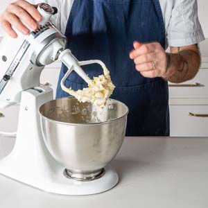 Buttercream on mixer's paddle attachment