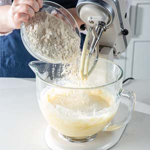 Mixing ingredients in mixing bowl