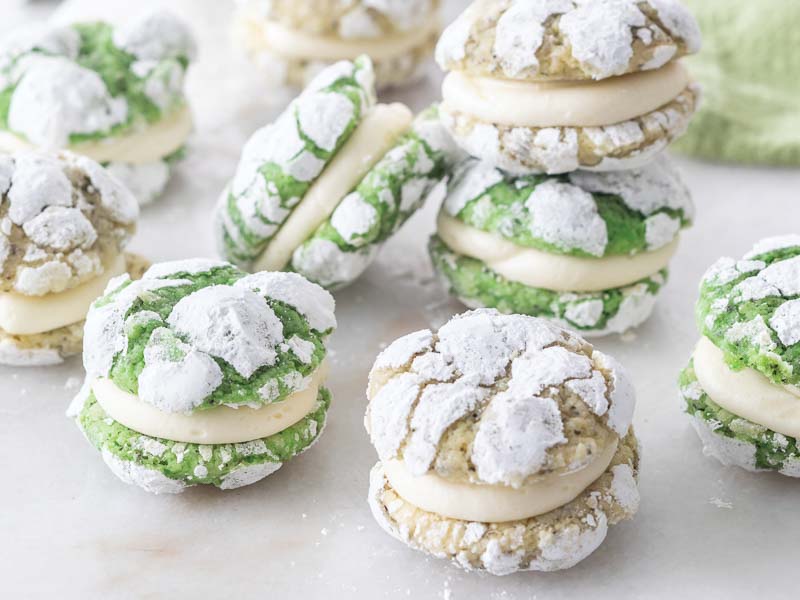 Lime-Mint Crinkle Sandwich Cookies
