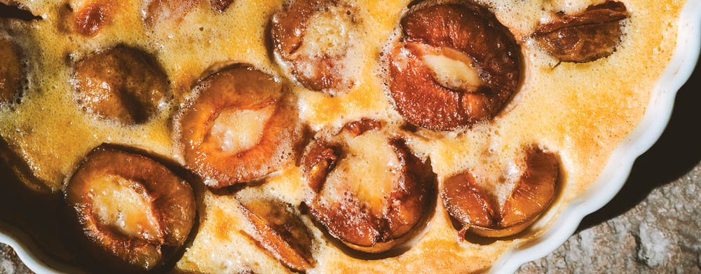 77_Reine Claude or Other Lesser Plums Clafoutis_Le Sud-06652Header Reine Claude (Or Other, Lesser Plums) Clafoutis