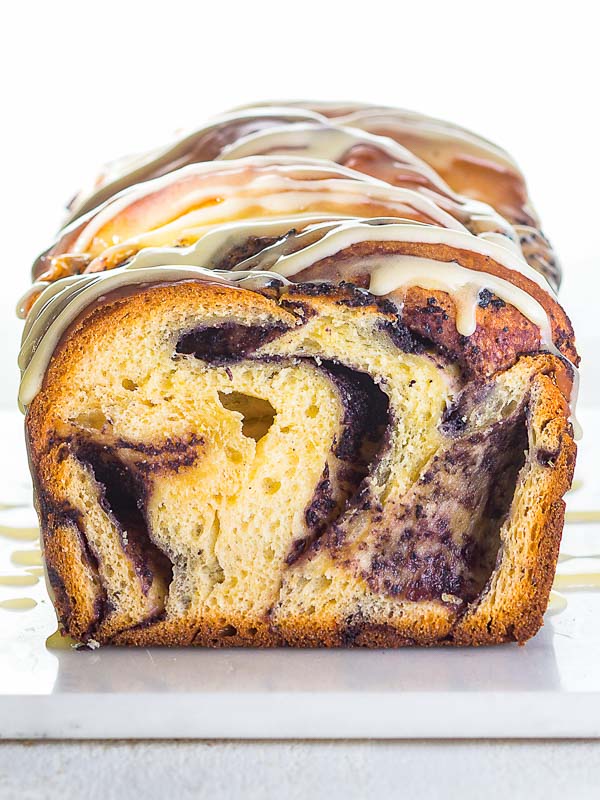 Blueberry Mascarpone Babka with Lemon Curd Glaze