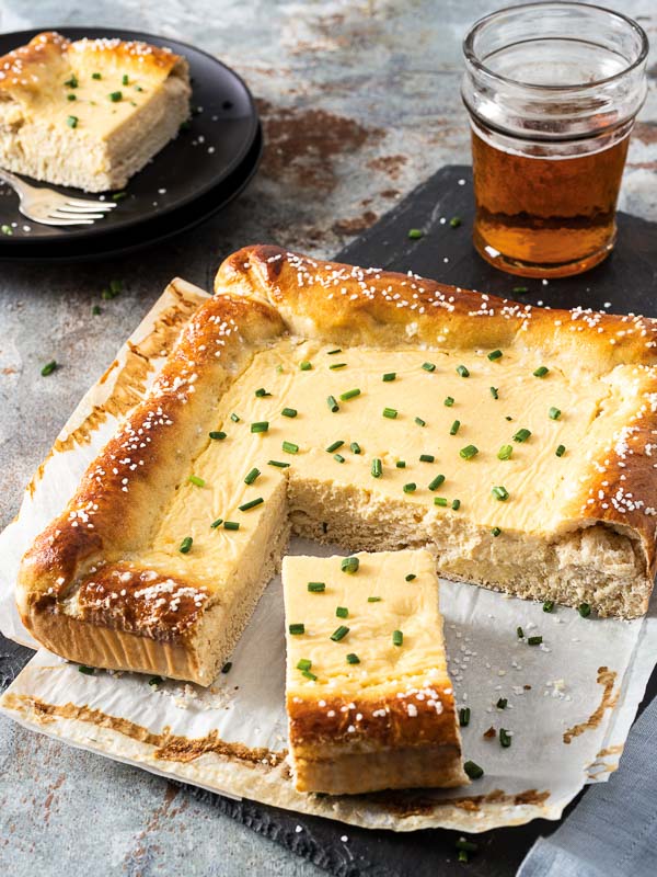 Beer Cheese Pretzel Tart
