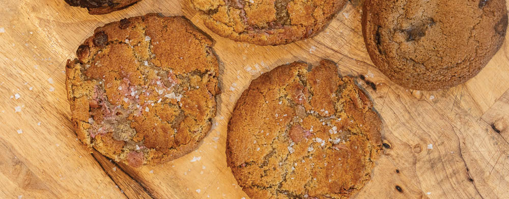 Almond and Whole-Wheat Ruby Chocolate Cookies