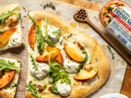 Peach Flatbreads with Hot Honey Ricotta
