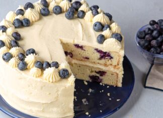 Blueberry Crème Fraîche Layer Cake BLUEBERRY CRÈME FRAÎCHE LAYER CAKE