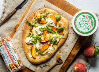 Peach Flatbreads with Hot Honey Ricotta Peach Flatbread