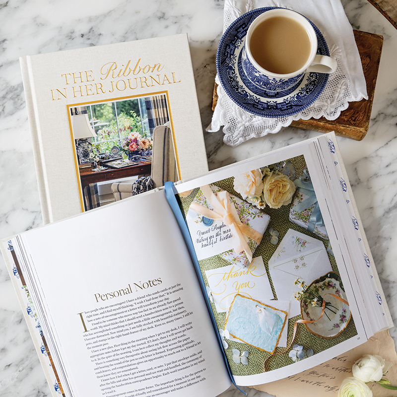 Ribbon in Her Journal Staged Internal Spread