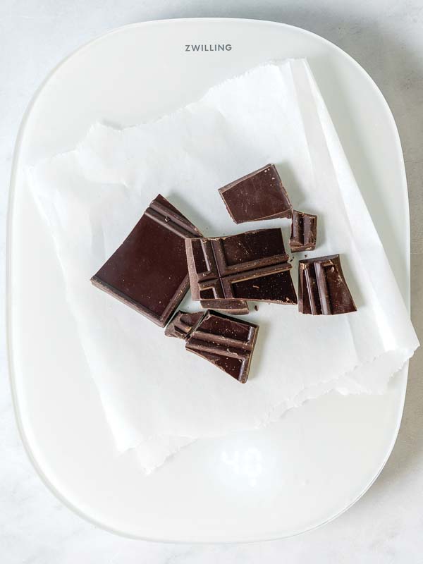 Weighing Chocolate on kitchen scale