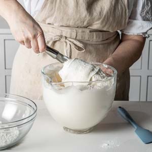 Mixing ingredients with spatula