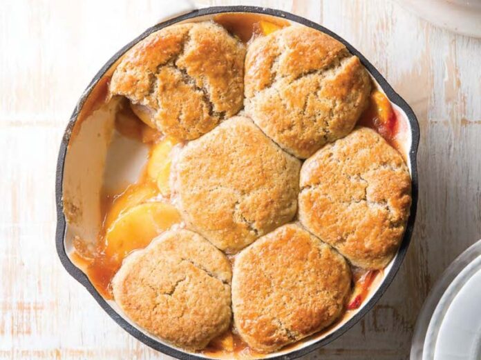 Peach and Basil Cobbler